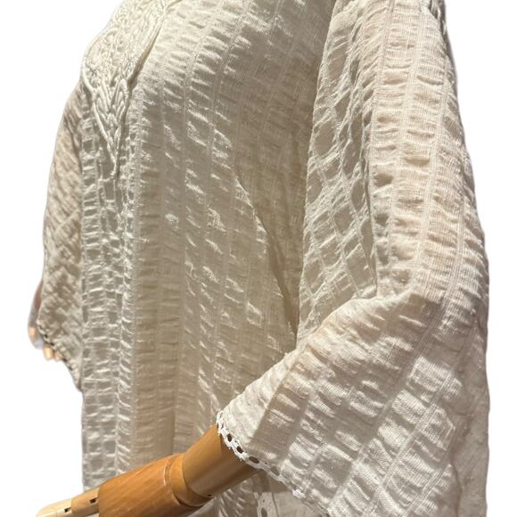 Vintage 70’s Evelyn Pearson Embroidered Muslin bell sleeved Dress size small- M - Picture 8 of 11